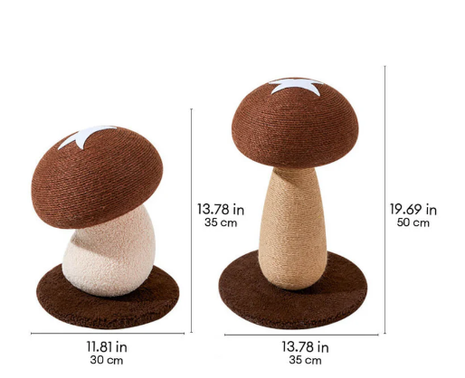 Handcrafted Mushroom-Shaped Natural Sisal Scratching Post for Large Cats